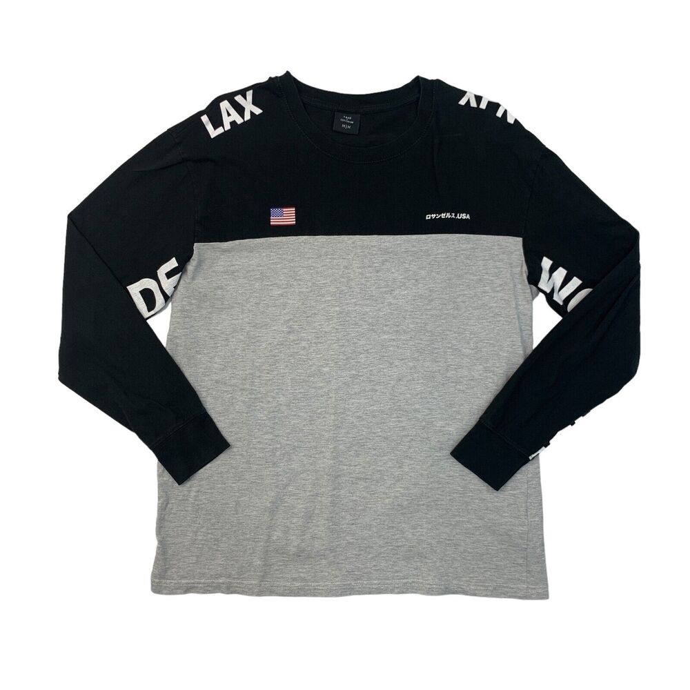 T Bar X Cotton On T Shirt Mens M Medium Gray Black Long Sleeve LAX Worldwide Tee